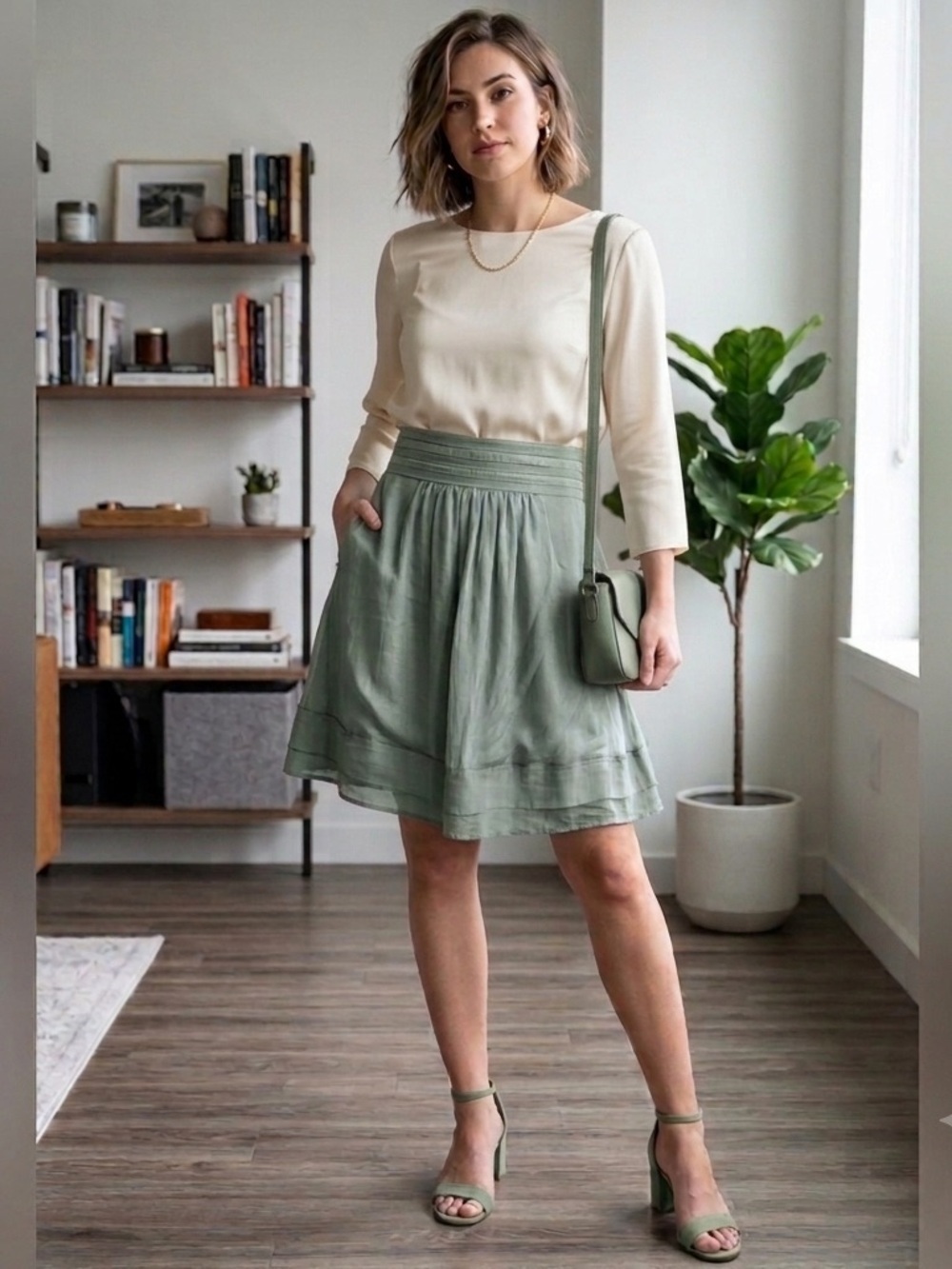 Downeast Basics Sage Green Sheer Tiered Skirt Size XL. Fairycore